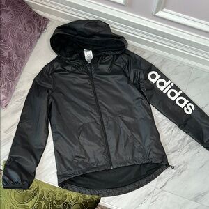 Adidas Black Windbreaker with Hood